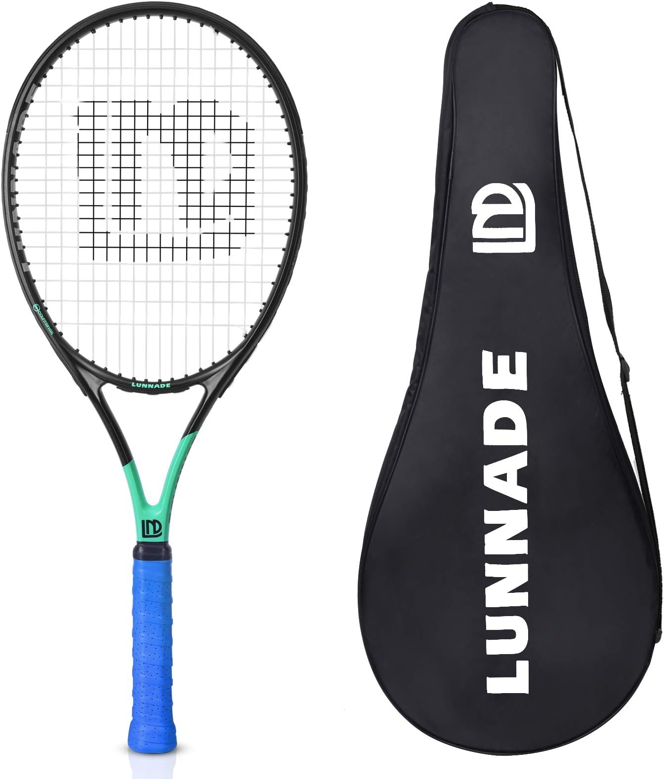 LUNNADE Adults Tennis Racket 27 Inch, Durable Tennis Racquet Light-Weight, Pre-Strung and Regrip, Suitable for Beginners to Intermediate Players