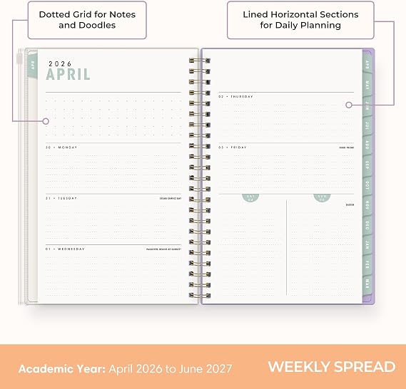 Blue Sky 2026-2027 Weekly & Monthly Academic Planner, 5x8, Daisy Checkers