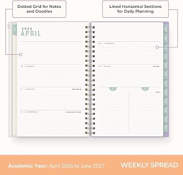 Blue Sky 2026-2027 Weekly & Monthly Academic Planner, 5x8, Daisy Checkers