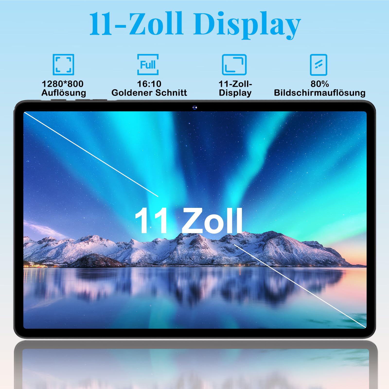 ZIOVO 2026 Neuest Tablet 11 Zoll Android mit 24GB RAM+256GB ROM/TF 2TB, Octa-Core 2.0GHz, GMS, 8000mAh, Widevine L1, 5MP+13MP, 5G WLAN, BT 5.0, Face ID, GPS, Tablet mit Case - Schwarz
