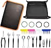 Bonsai Tools Set, 38Pcs Gardening Trimming Tools Kit Indoor Succulent Tool with 4 Tree Training Wire, Plant Repotting Mat, Bonsai Scissors in Leather Bag