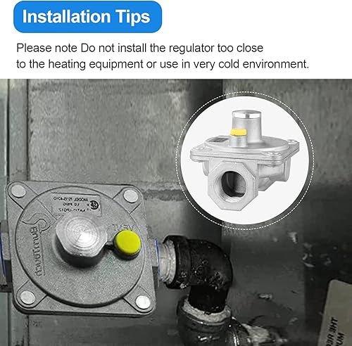 Miniatura 5 de Catilon Regulador de presión de gas natural FNPT de 34 pulgadas, regulador de presión de gas propano con presión de entrada de 12 PSIG y salida WC