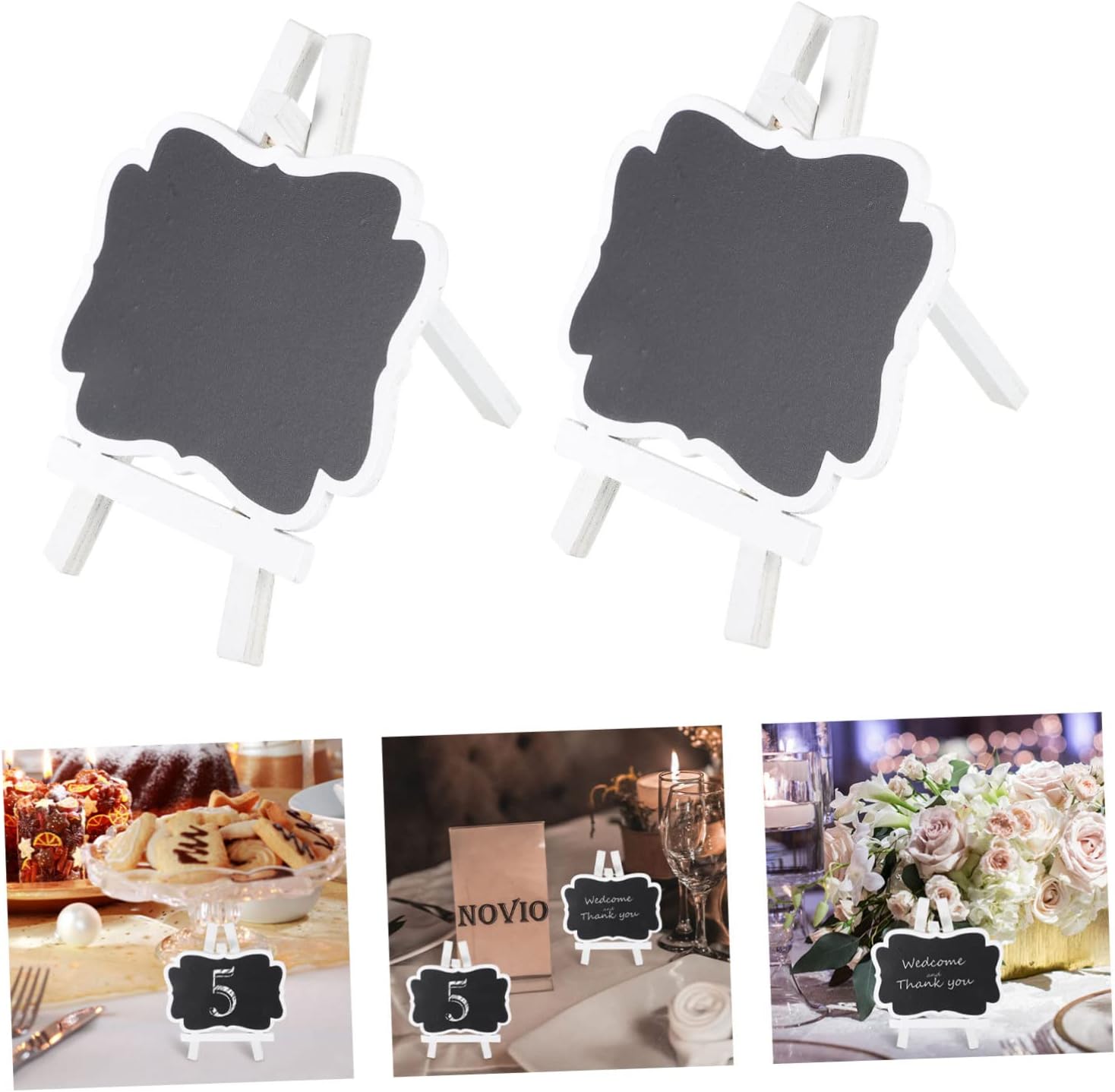 OSALADI 10pcs Wooden Signs Base for Weddings Table Numbers Food Labels and Reusable Chalkboard Tabletop Decor