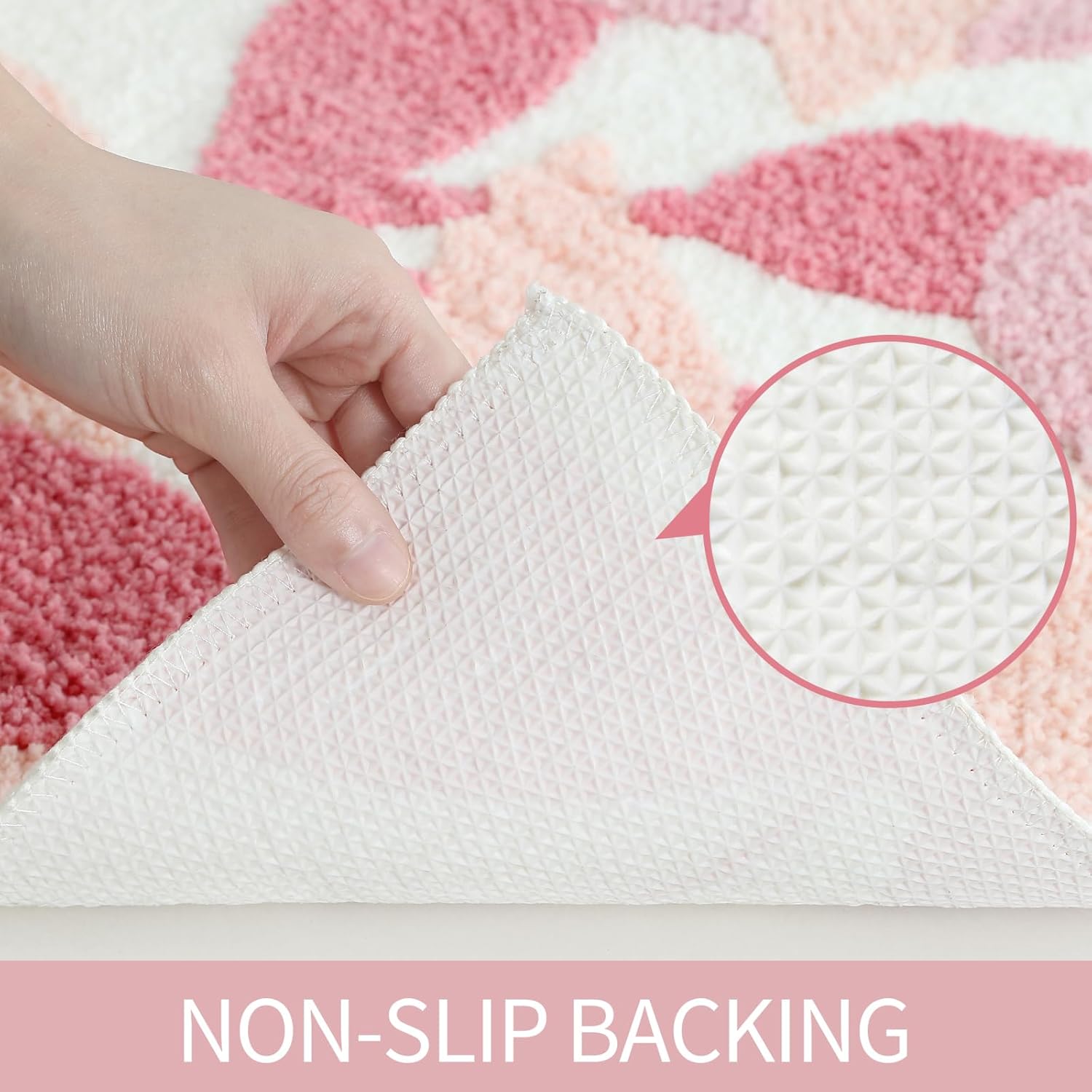 Gibelle Pink Spring Bathroom Rug Set, Non-Slip Strong Water Absorbent Plush Microfiber Bath Mat Set, Machine Washable Bathroom Floor Mat Cute Shower Rug Indoor Doormat (18"x26"+20"x32")