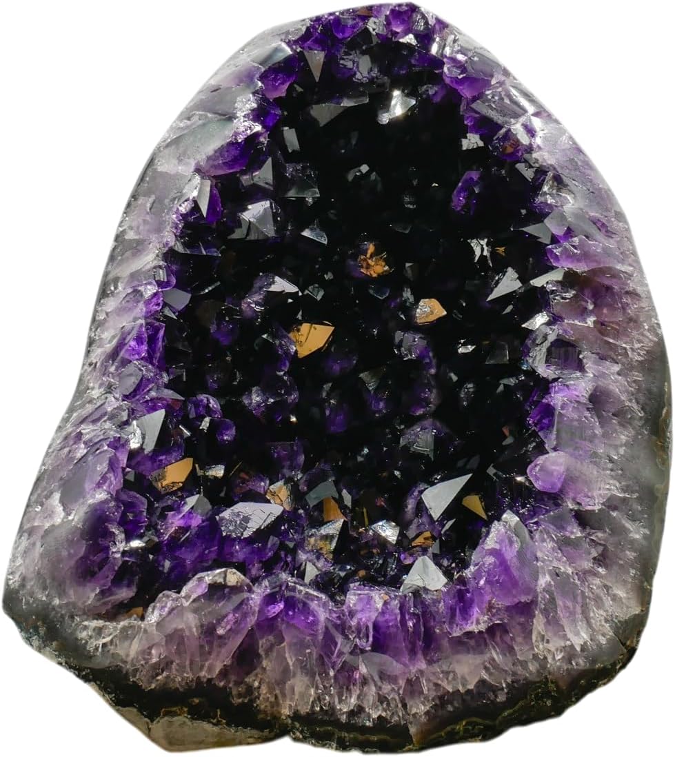 GEMS Huge Natural Amethyst Geode (21.82 lb) – 9” x 7” Raw Crystal Cluster from Uruguay – Collector Quality, Deep Purple
