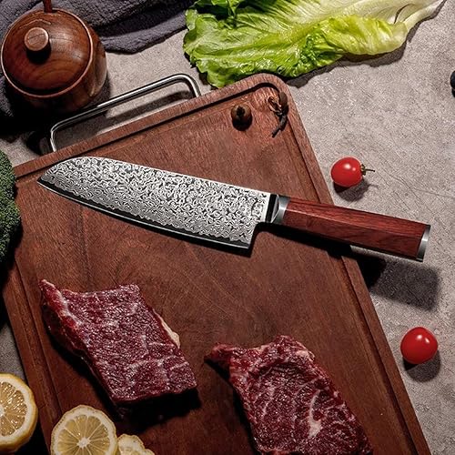 Miniatura 3 de Juego de utensilios de cocina de 6 piezas, cuchillo de chef de damasco, hoja afilada de acero inoxidable de alto carbono, VG10 de 67 capas, espiga