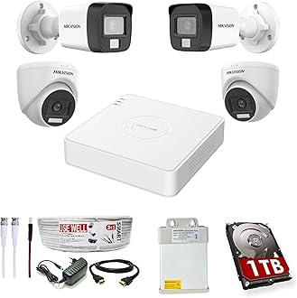 Full HD 4 Channel DVR, 2 MP 2 Outdoor & 2 Indoor Cameras [COLOR NIGHT VISION + BUILT-IN AUDIO MIC + SMART DUAL LIGHT + MOTION DETECTION]+1 TB HDD + 4 Ch SMPS, USEWELL Cable+BNC/DC Set, WHITE