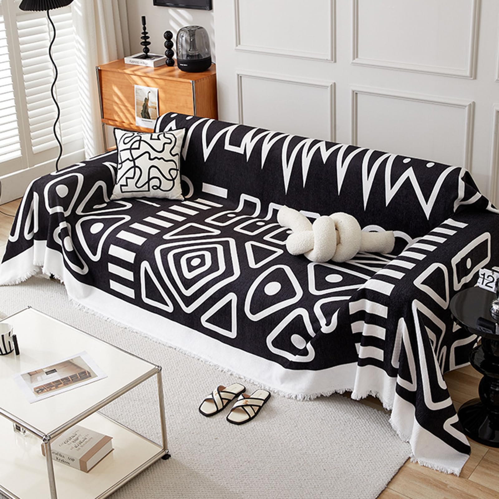 Housse de canapé chenille pour un salon bohème et chaleureux