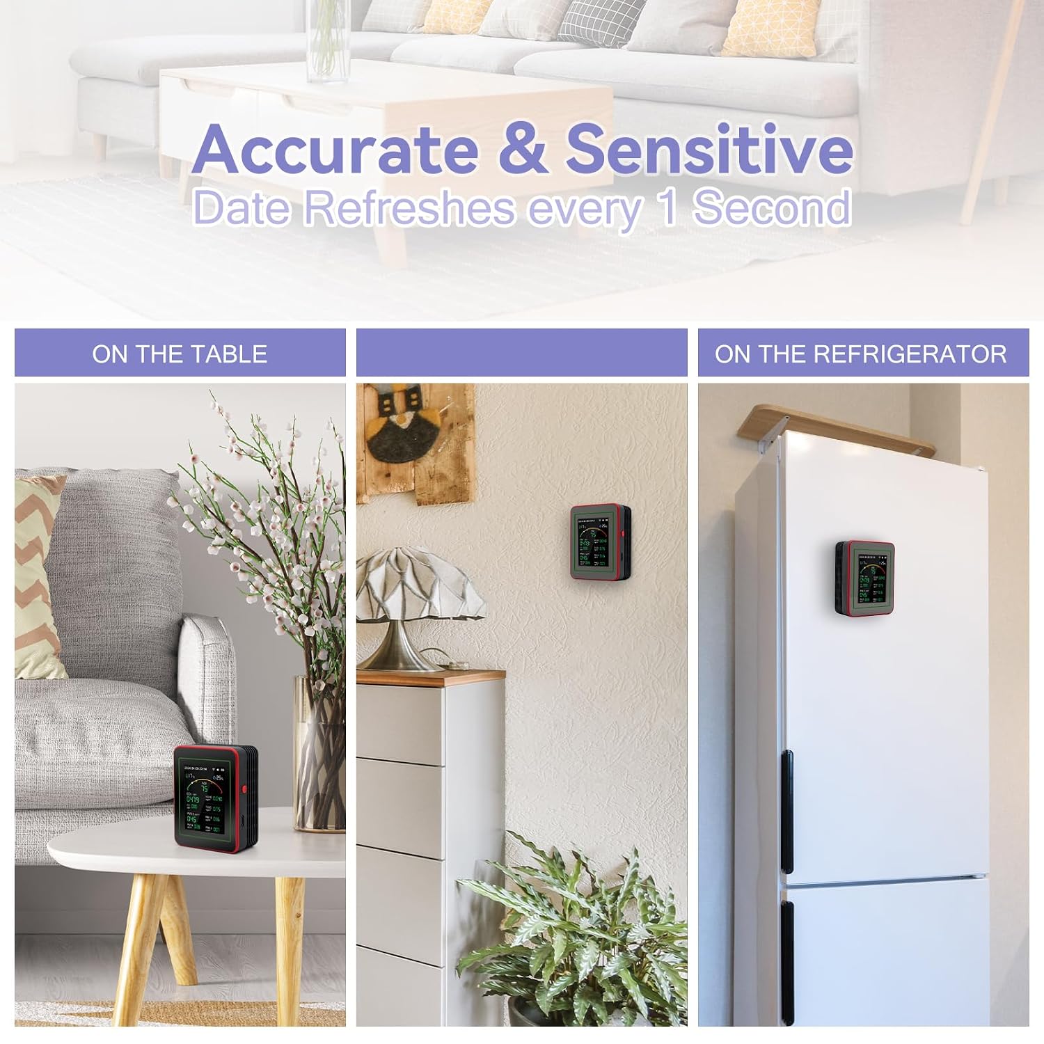 15-in-1 Air Quality Monitor with WiFi, Indoor HCHO PM TVOC AQI Temperature Humidity Sensor, Real-Time Display, App Control, Portable for Home and Office