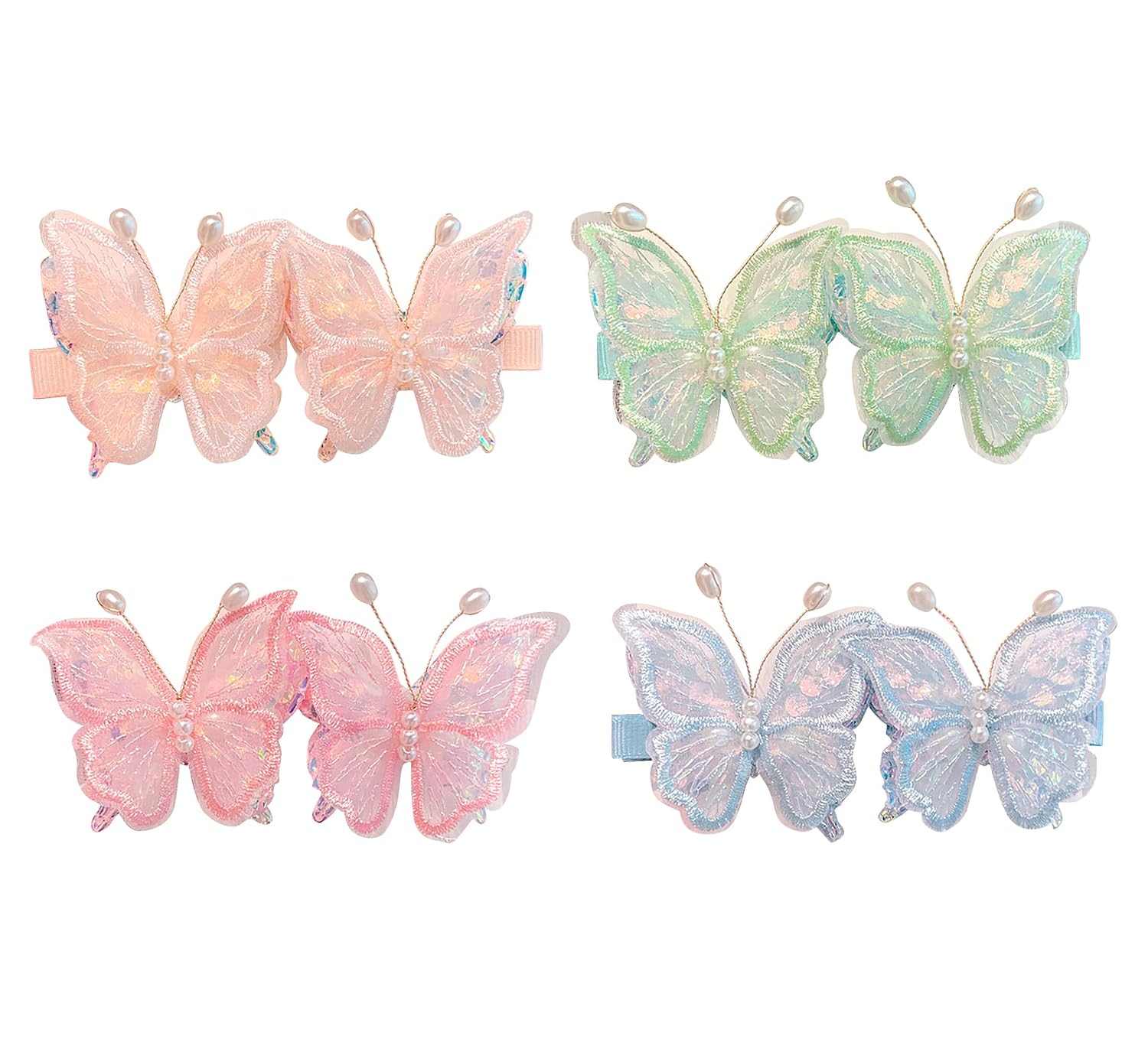 4 Pairs Cute Hair Clips Set Fashion Butterfly Hair Accessories Pins Cute Headwear Gifts Wedding Party Decor for Women (Butterfly B)