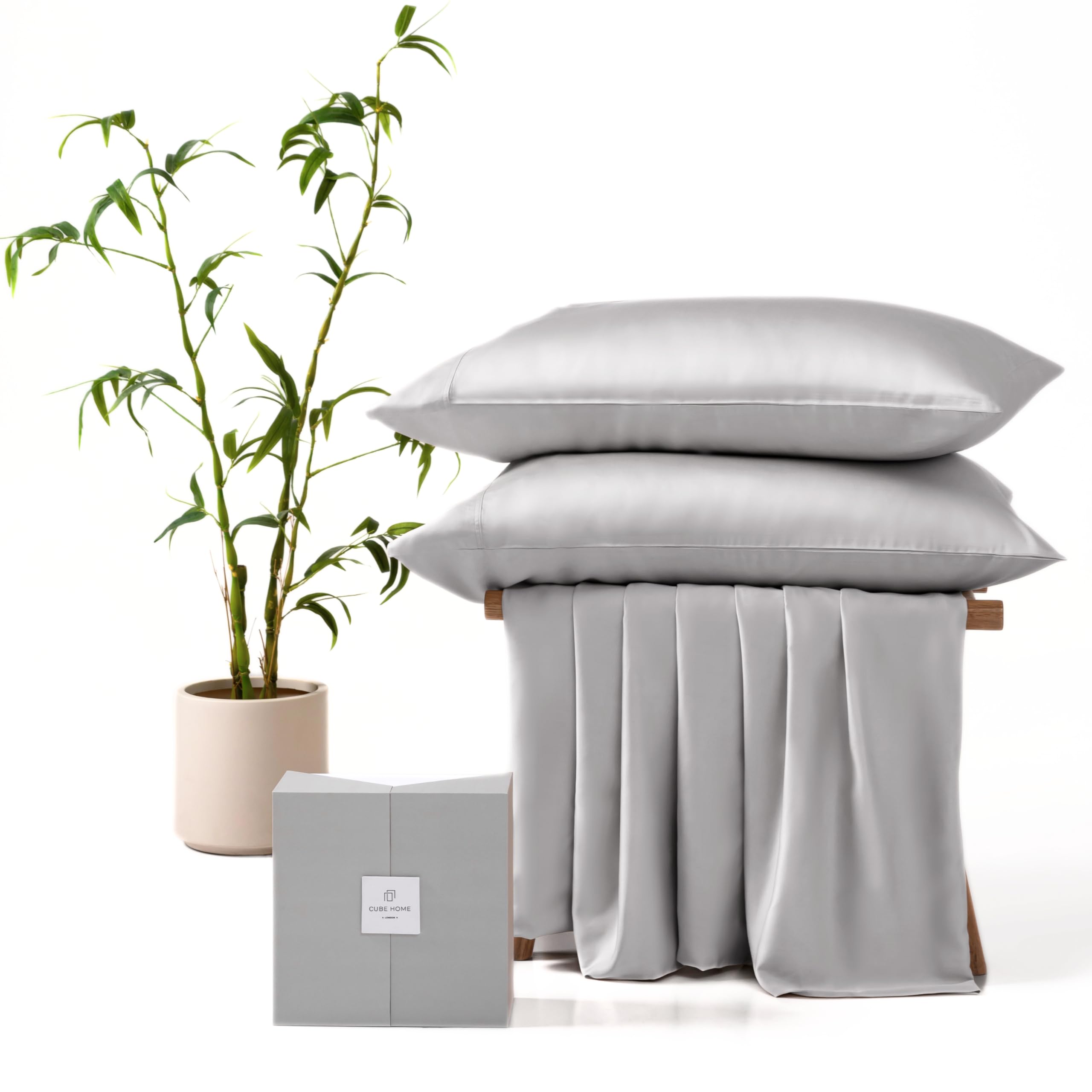 Cube Home, Luxury 3 pcs Bedding Set (200x200cm Duvet Cover + 2 75x50cm Pillowcases), 100% Natural Bamboo, Soft, Breathable