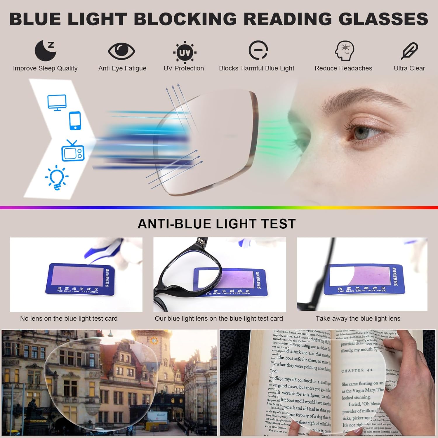 Distinctive Progressive Multifocus Reading Glasses Women, Retro Lady Anti Blue Light/Eye Fatigue Computer Reader, Vintage Round Frame No-Line Multifocal Eyeglasses (Brown&Apricot, 1.25x)