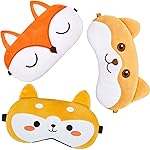 Haysandy Cute Eye Mask for Sleeping 3 Pieces Cartoon Dog Face Eye Cover Funny Animal Cat Sleeping Mask Soft Lightweight Night Sleep Kitty Blindfolds for Women Men Kids(Dog, Fox)