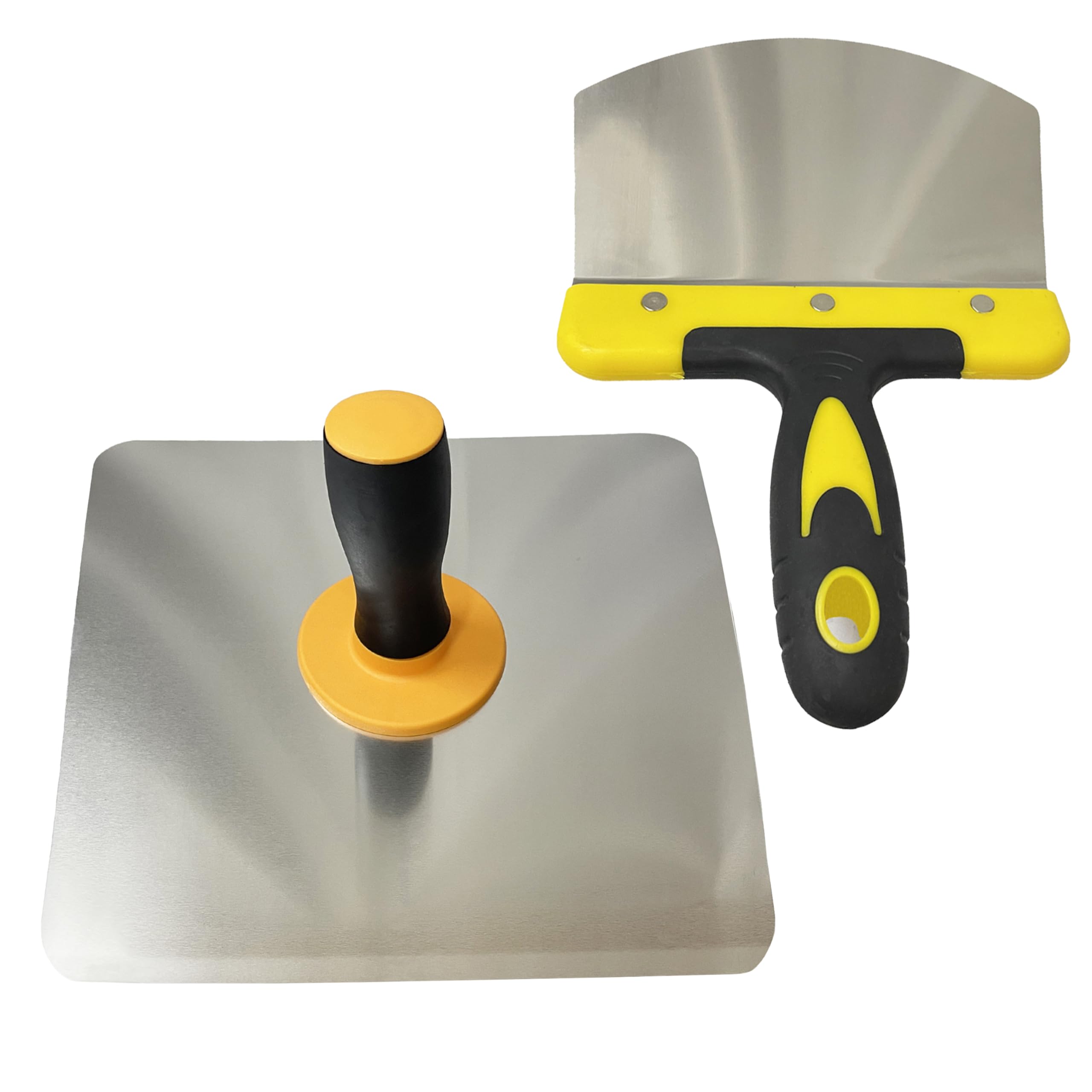 Plastering Board and Putty Feeder, Aluminum plastering Hand Mortar Board with Soft-Grip Handle, Paint plastering Tools, Suitable for Cement Mortar, Gypsum Board and Concrete plastering (2-Piece Set)