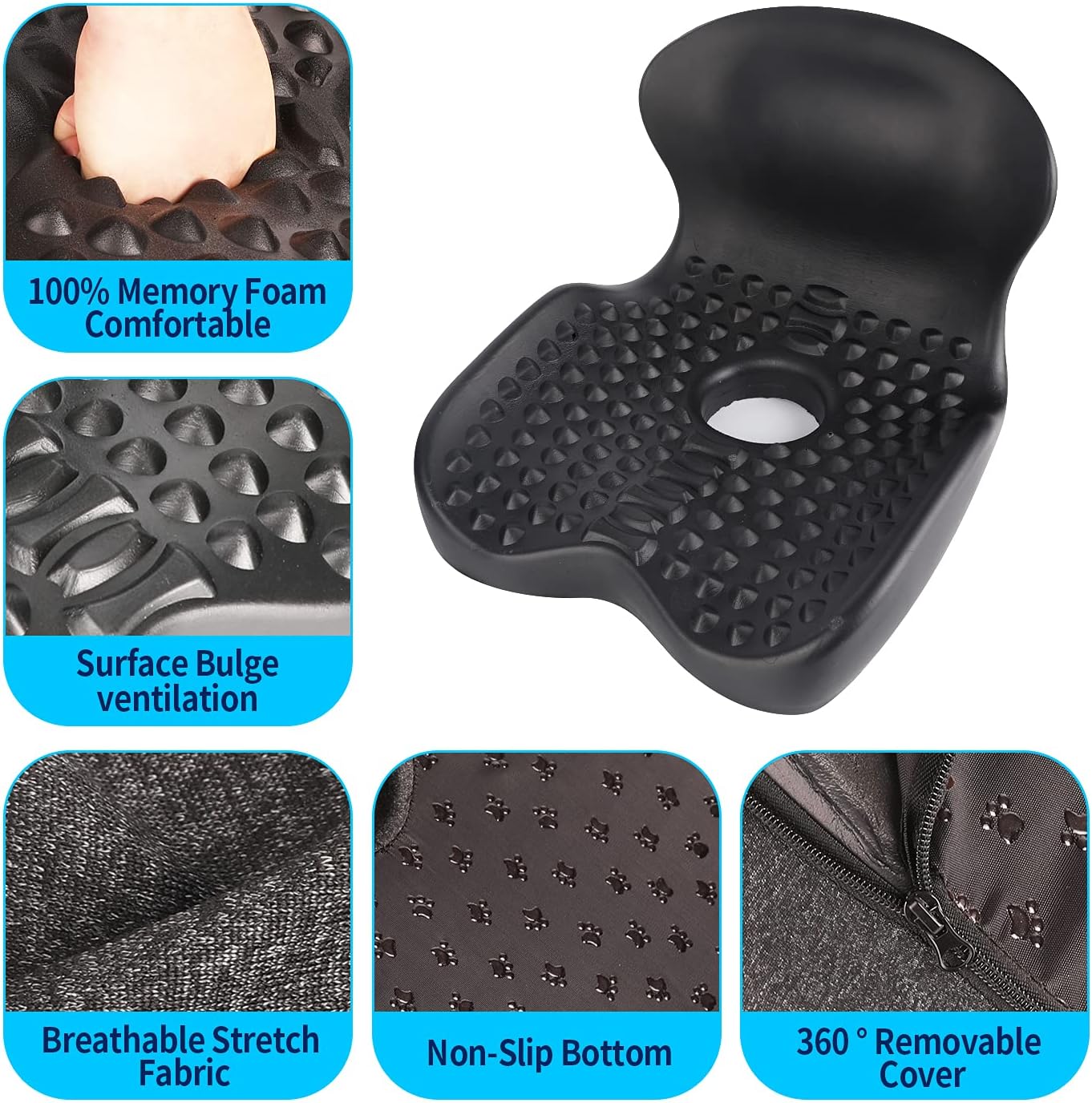 TOYALI Upgraded Seat Cushion & Lumbar Support Pillow for Office Chair-One-Piece Memory Foam Chair Cushion for Desk Chair-Back Cushion for Lower Back,Sciatica,Coccyx &Tailbone Relief Pressure : Home & Kitchen