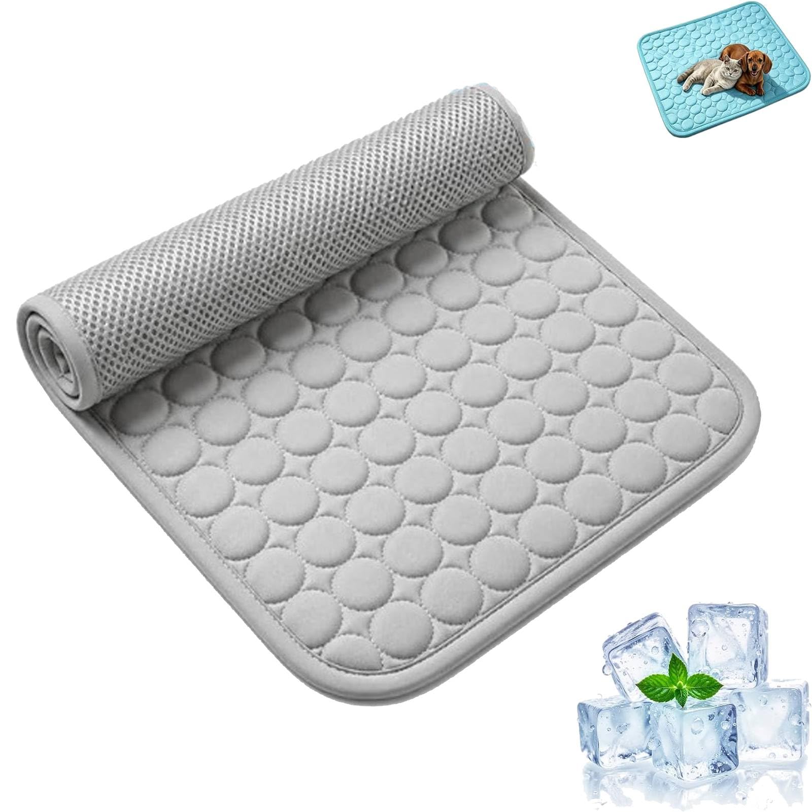 Dog Cooling Mat, Durable Pet Cool Mat, Small Medium Large Pet Cooling Pad for Summer, No Need to Refrigerate, Washable Cat Cool Bed for Outdoor Indoor Kennels Crates Car Seats (grey, 50 * 40cm)
