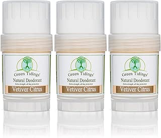 Green Tidings Natural Deodorant - Vetiver Citrus 1 oz. (3 Pack) - Extra Strength, All Day Protection - Vegan - Cruelty-Free - Aluminum Free - Paraben Free - Non-Toxic - Solid Lotion Bar Tube - coolthings.us