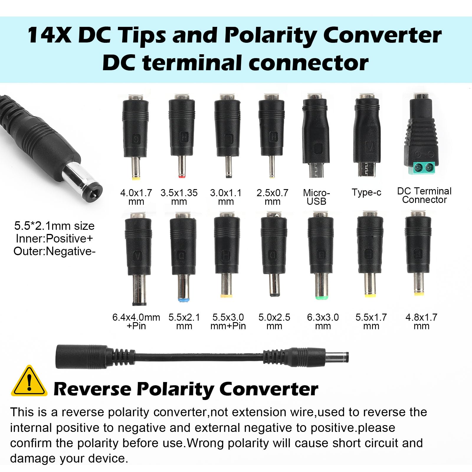 144W Universal Einstellbares Netzteil Adapter 100V-240V AC to DC 3V-24V 6A Konverter Netzteil, Einstellbarer Netzadapter mit 14 Tipps & Polaritätskabel-6A Max