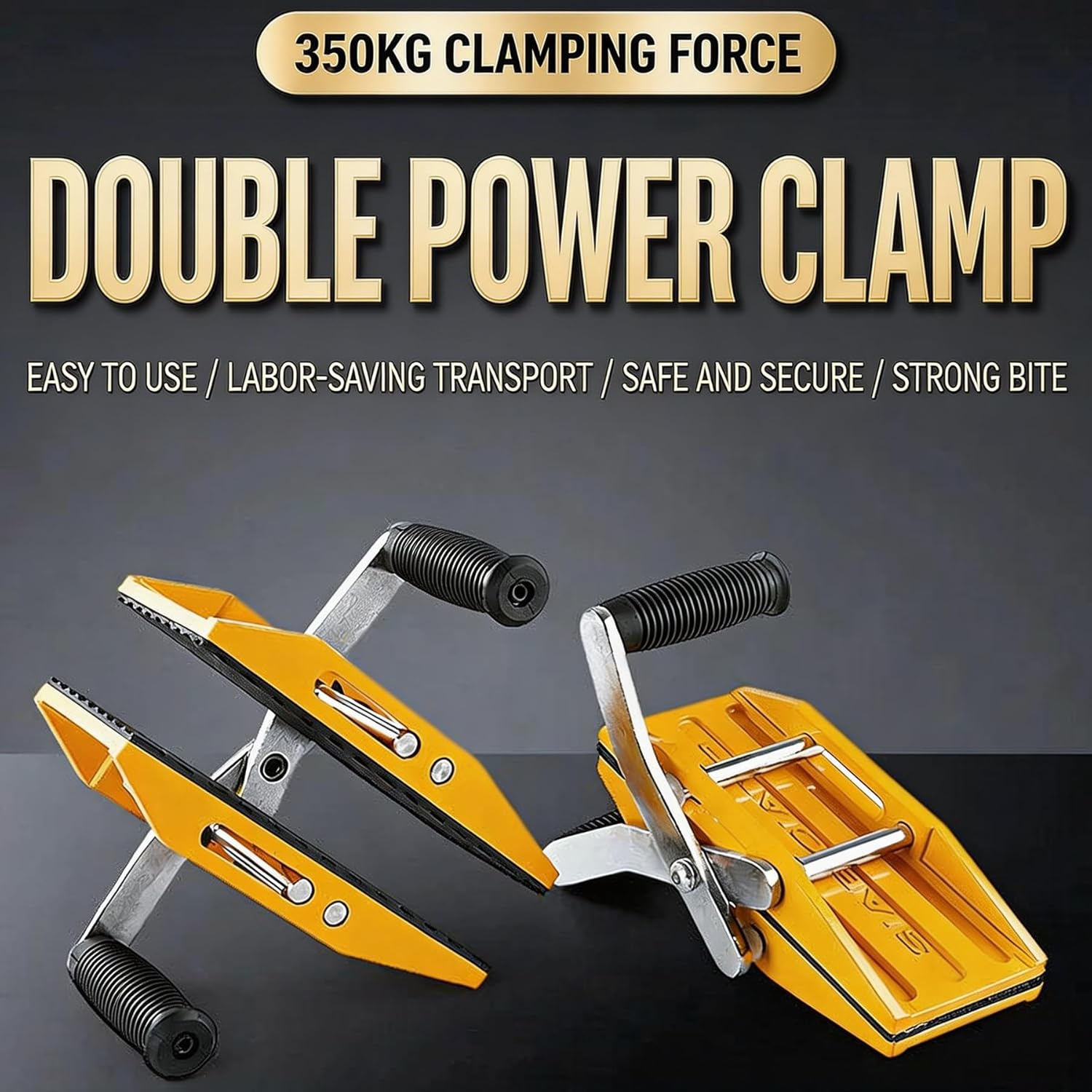 Double Handed Stone Carrying Clamps Granite Carrying Clamps Glass Carrying Clamp 660lbs Transporting Heavy Duty Carry Clamp 2 Pack (Yellow)