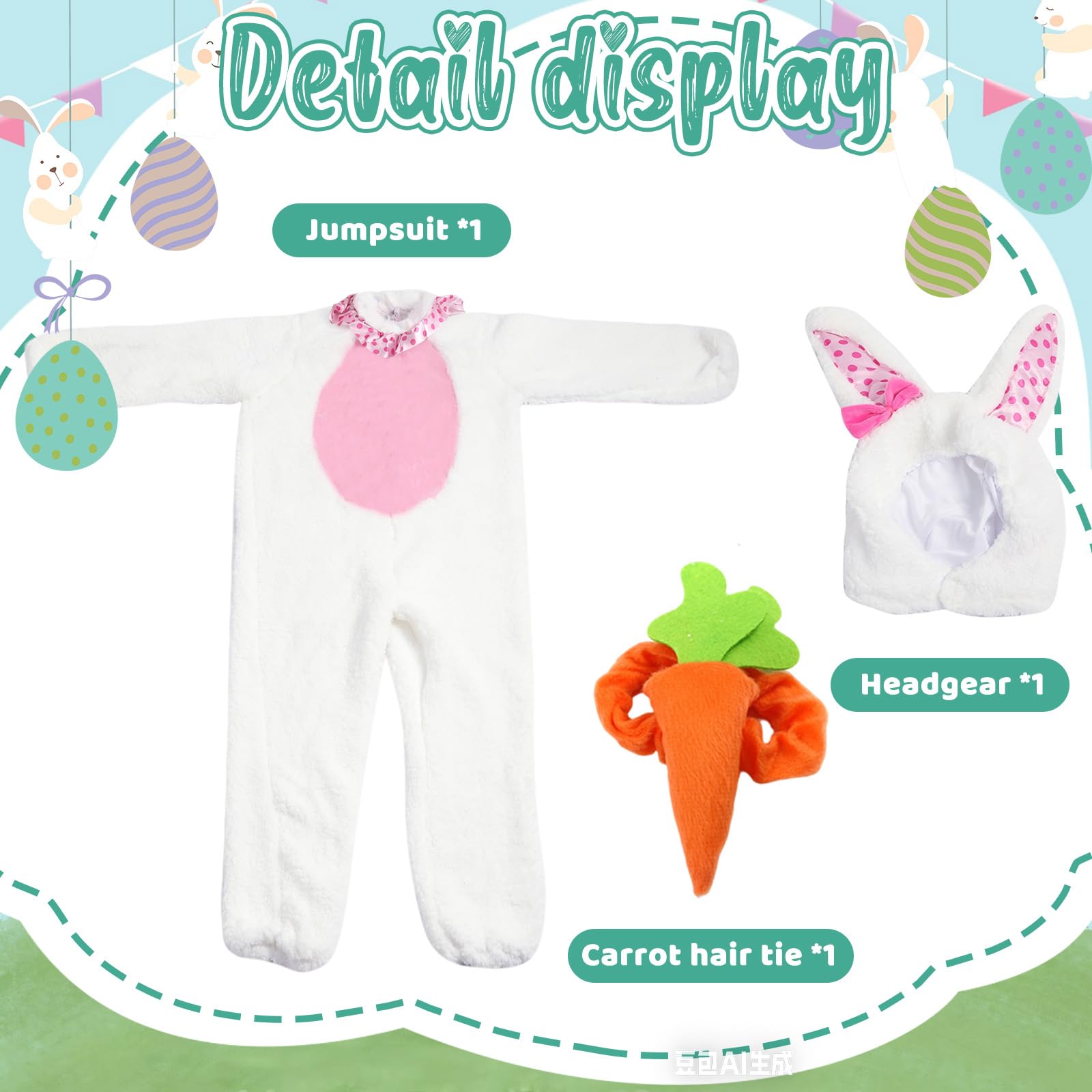 Costume da coniglietto in flanella, per bambini, per Halloween