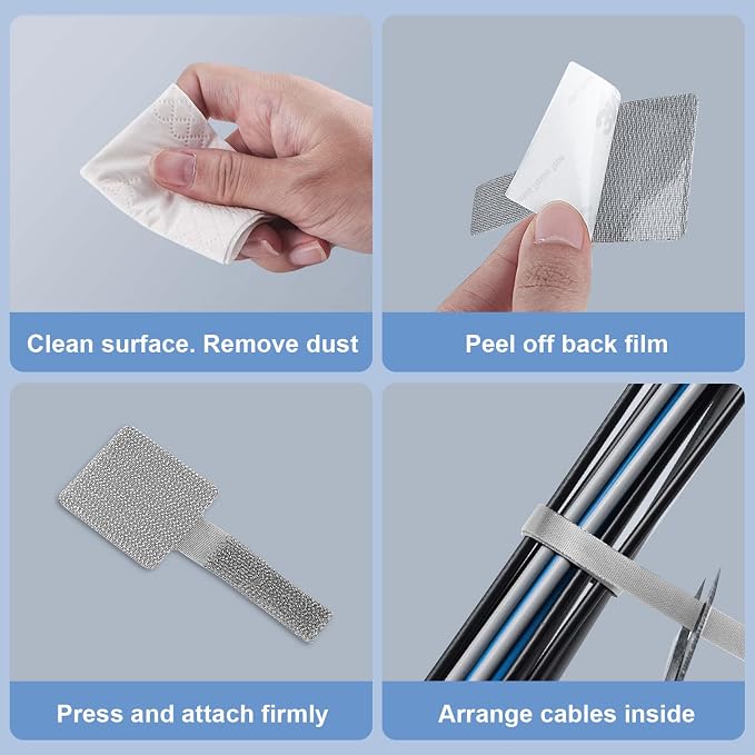 Kit adhesivo para organización de cables bajo escritorio miniatura 4