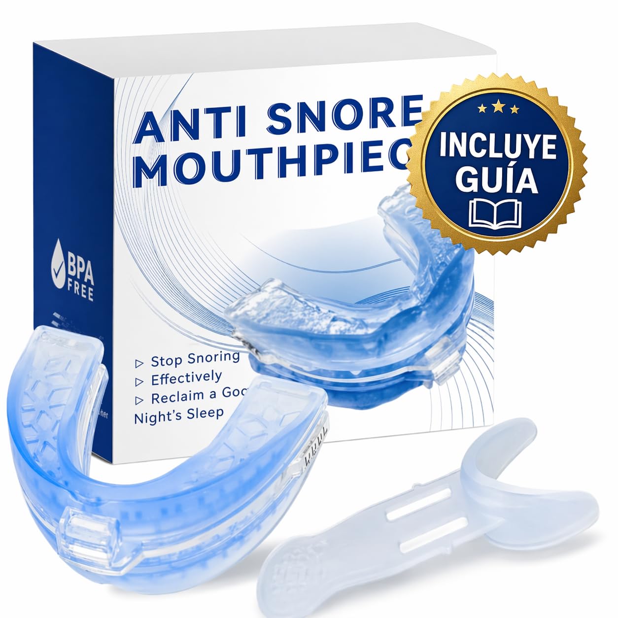Férula Antirronquidos de Avance Mandibular Revisada por Higiénista Dental- Termoformable- Dispositivo de Avance Mandíbular -Ayuda a Reducir los Ronquidos, Guía Diseñada por Higiénista.
