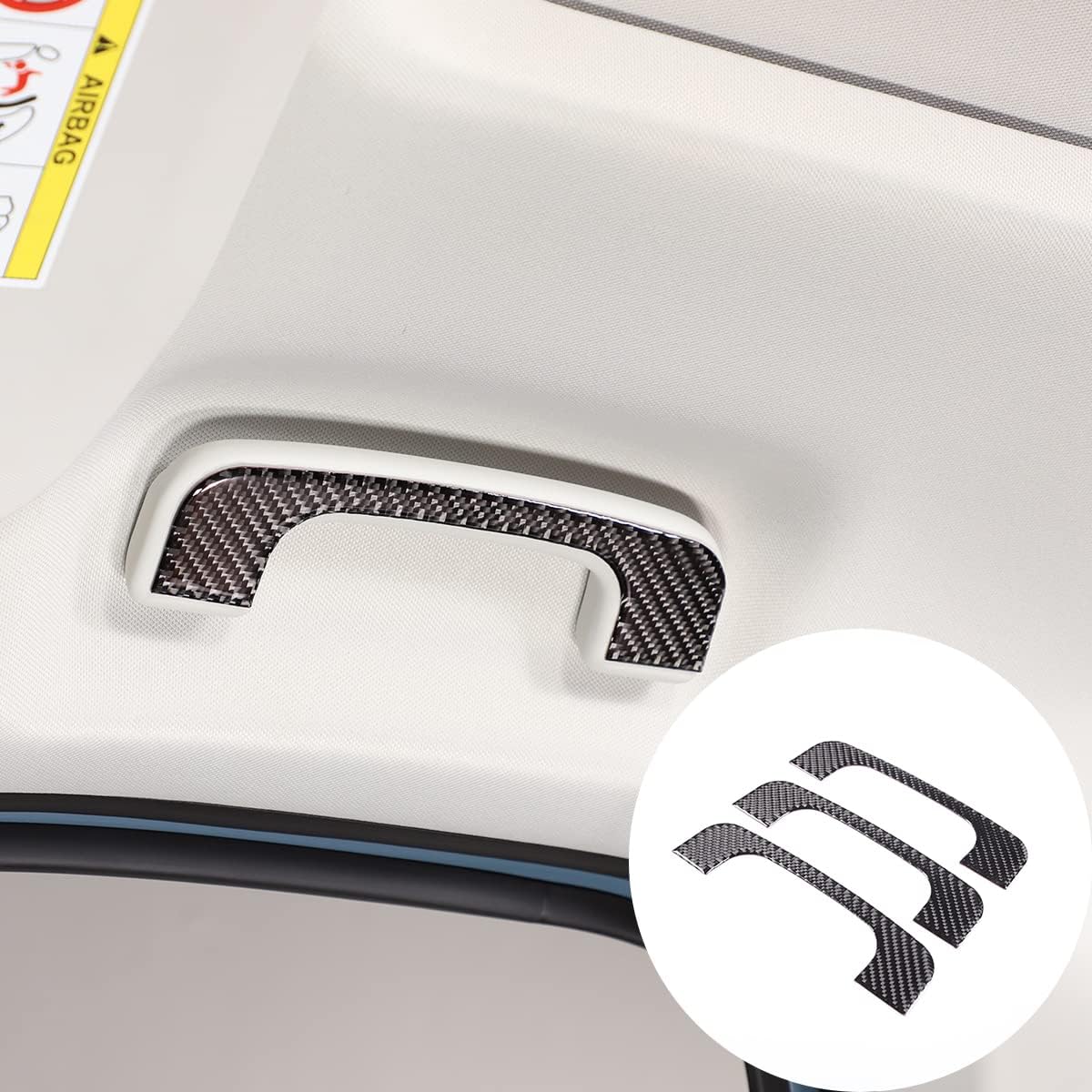 Car Roof Pull Handle Cover Stickers Compatible with Ford Maverick 2022 2023 Carbon Fiber Auto Roof Pull Handle Anti-Scratch Protective Film Car Roof Door Handle Cover Trim Sticker Interior Accessories