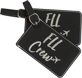 Airspeed Junkies Ft. Lauderdale Crew Base Leather Luggage Tag for Flight Attendants, FLL, Set of Two