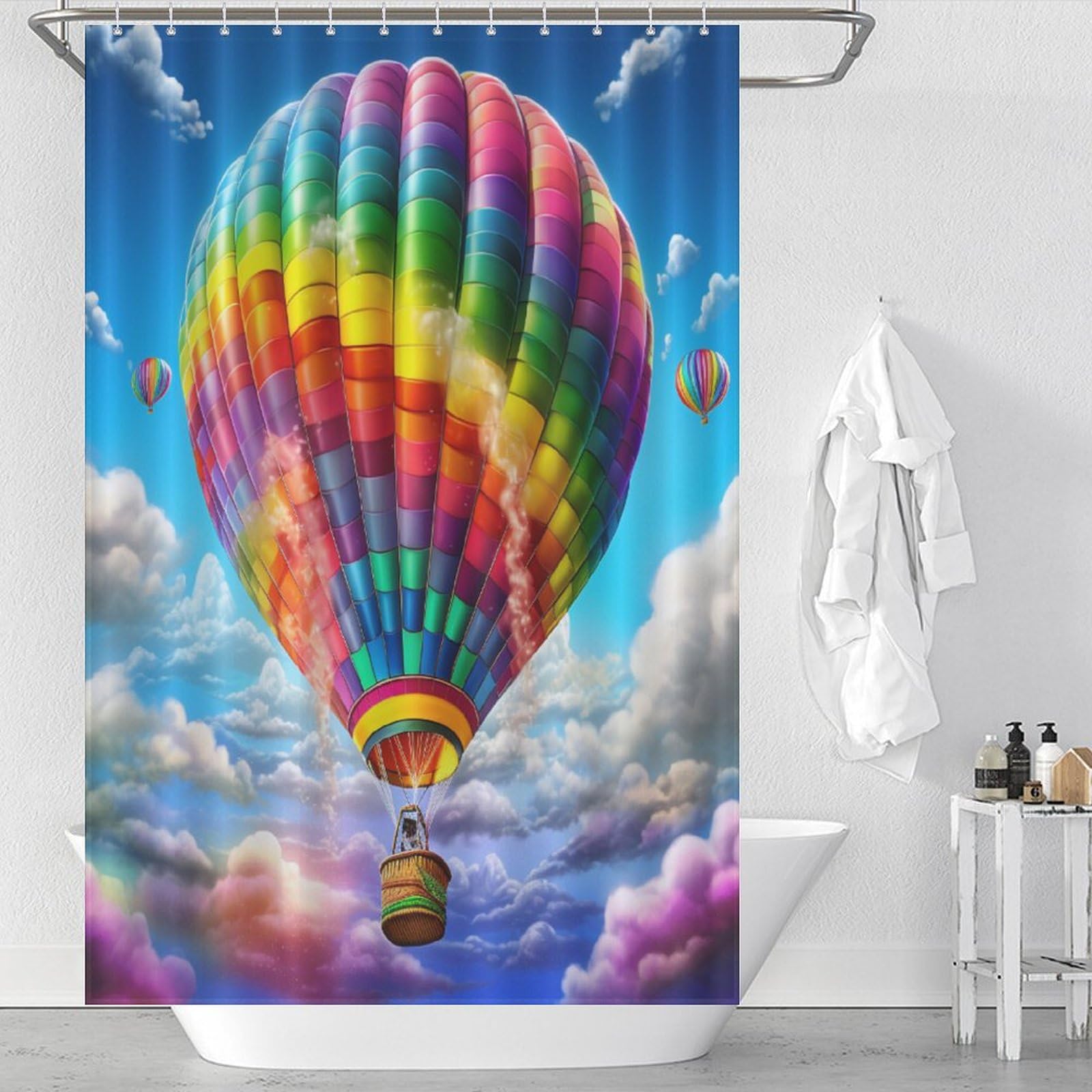 Rideau de douche anti éclaboussure 122x183cm en tissu avec crochets