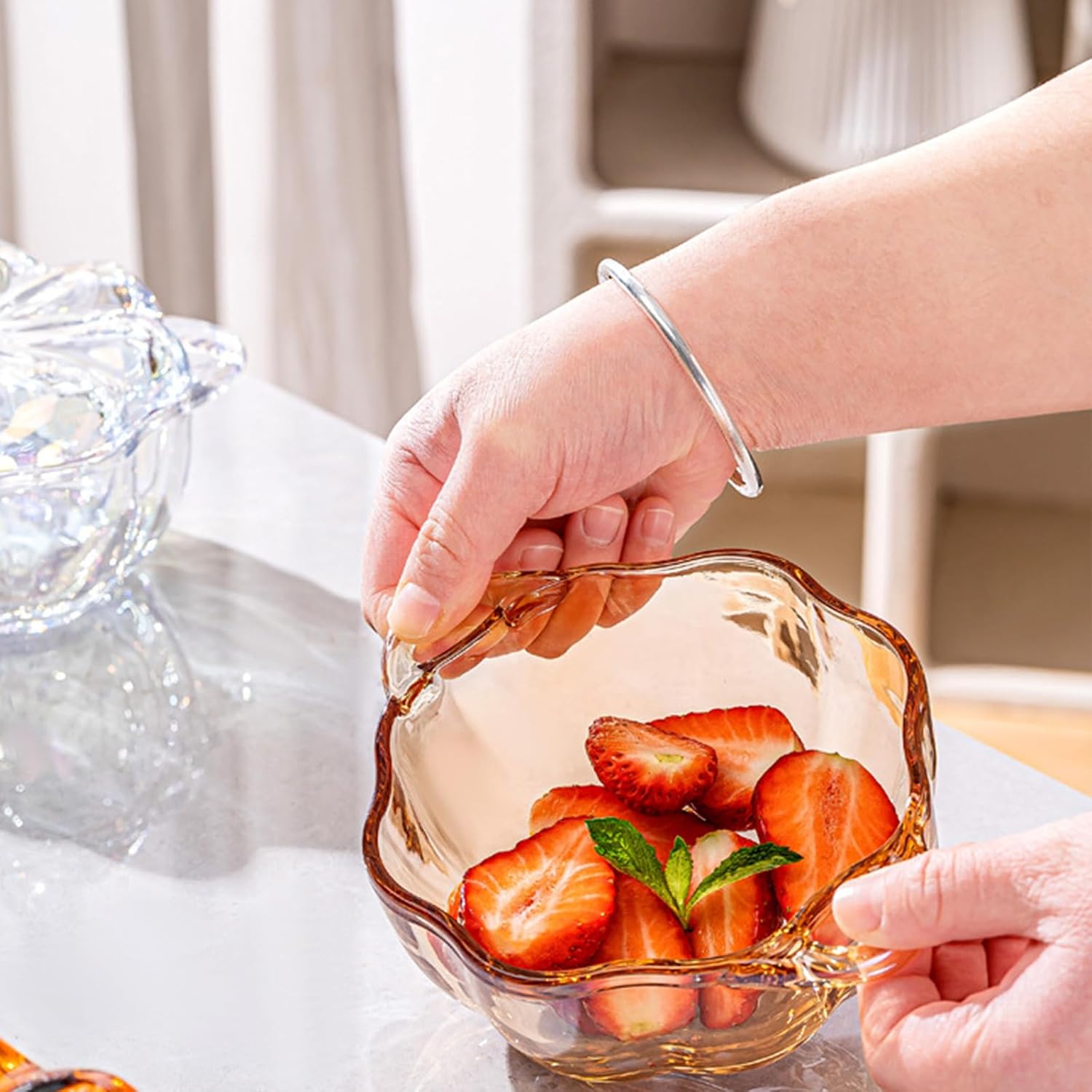 Candy with Lid Christmas Crystal Candy Jar Decorative Covered Glass Jar Jewelry Box Buffet Biscuit Containers Jewelry Box
