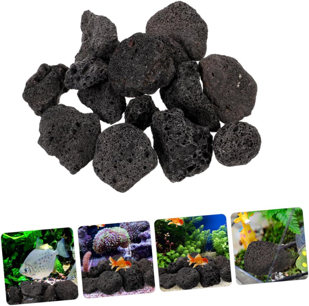 Hemoton Natural Volcanic Stone Aquarium Décor 1000g Bag Porous Lava Rocks for Fish Tank and Plant Landscaping Aeration Decorative Stones for Aquatic Pets