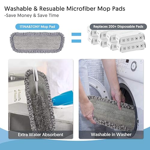 Miniatura 5 de Almohadillas de repuesto para mopa de microfibra de 15.7 pulgadas compatibles con Swiffer PowerMop, almohadillas de limpieza de piso lavables para