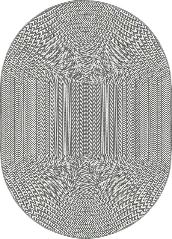 SrS Rugs® Luna Collection, Outside Rugs, Round & Oval Shape, with Soft Woven 2mm Pile. Contemporary Borders Design. 7 Colours, 9 Sizes (Silver Woven, 160cm x 230cm Oval) — image 1