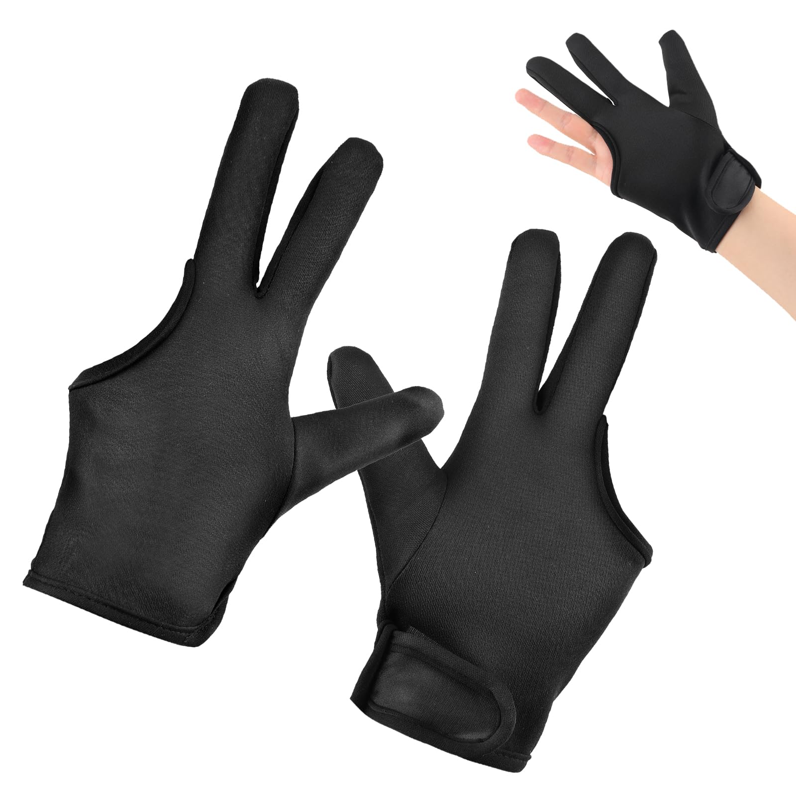Ptwola Lot de 2 gants résistants à la chaleur pour coiffer les cheveux - Blocage de la chaleur à trois doigts - Accessoires de fer à friser et fer à lisser - Protège contre les brûlures