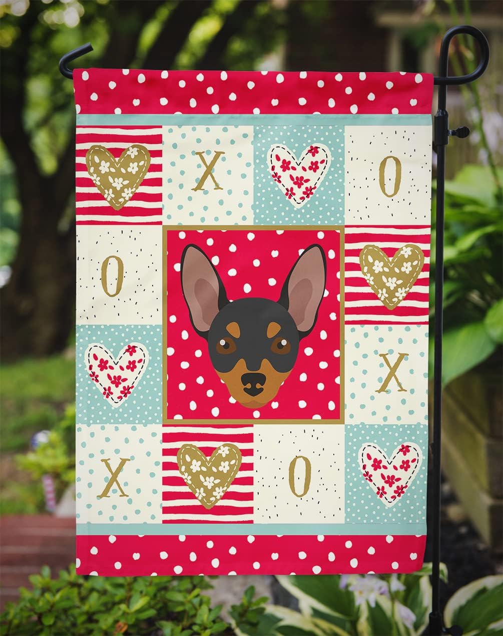 Caroline's Treasures CK5230GF Prague Ratter Love Garden Flag, Red Mailbox Flag Decorative Yard Flag Banner Outside Patio Artwork Yard Flower Beds, Garden Size, Multicolor