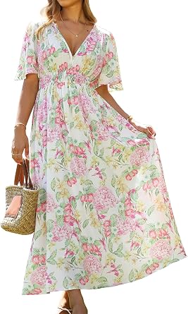Flessibili Womens Summer Floral Maxi Dress Wedding Guest Party Long Dresses 2026