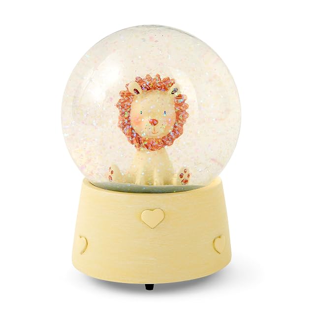 Mousehouse Gifts Bola de Nieve Musical con león para niños y niñas, Bautizo o Baby Shower