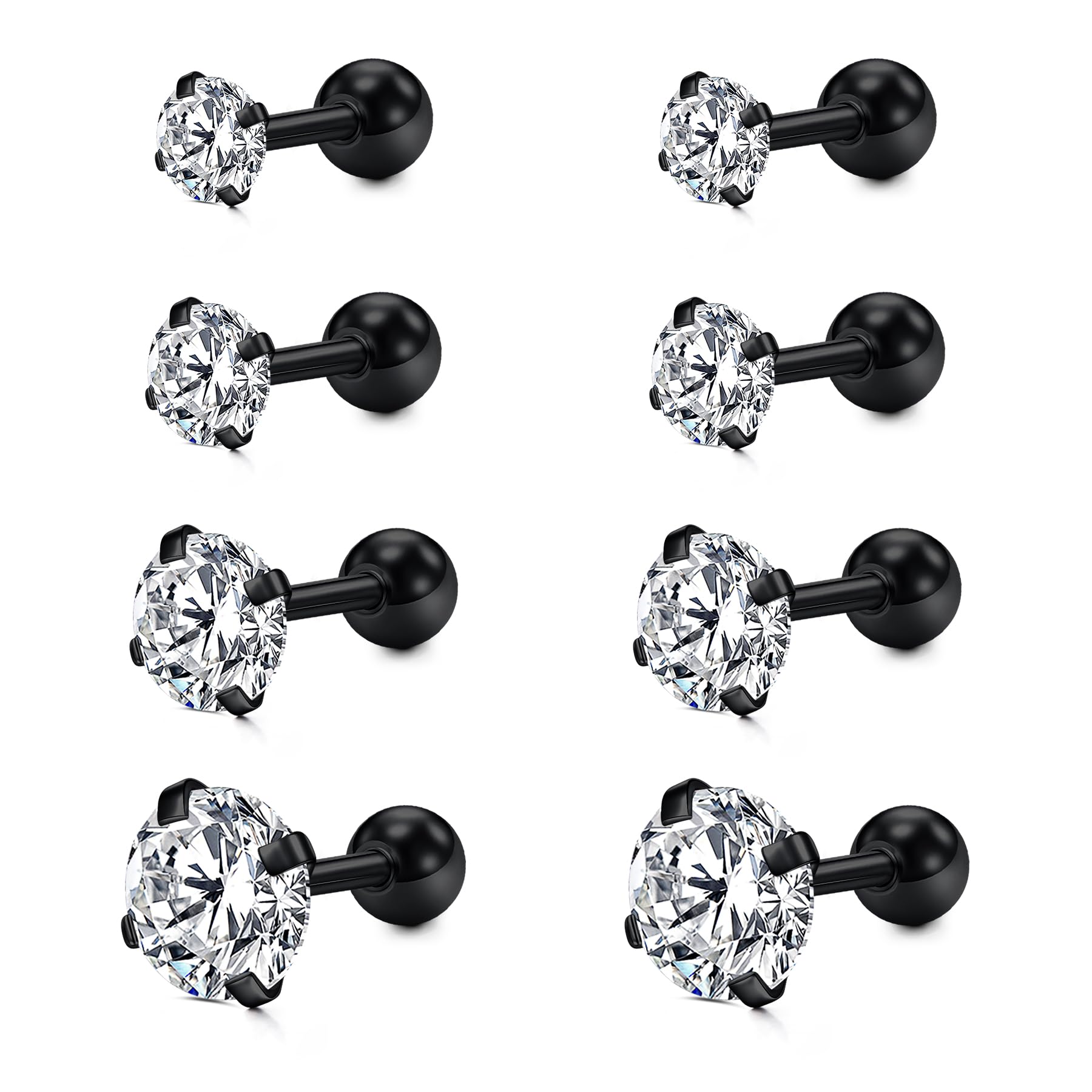 QSKISS 16G Flat Back Piercing Ohrs Push In Knorpelpiercing Kettenpiercing Ohr Für Frauen Edelstahl Hypoallergen Fadenloses Tragus Piercing