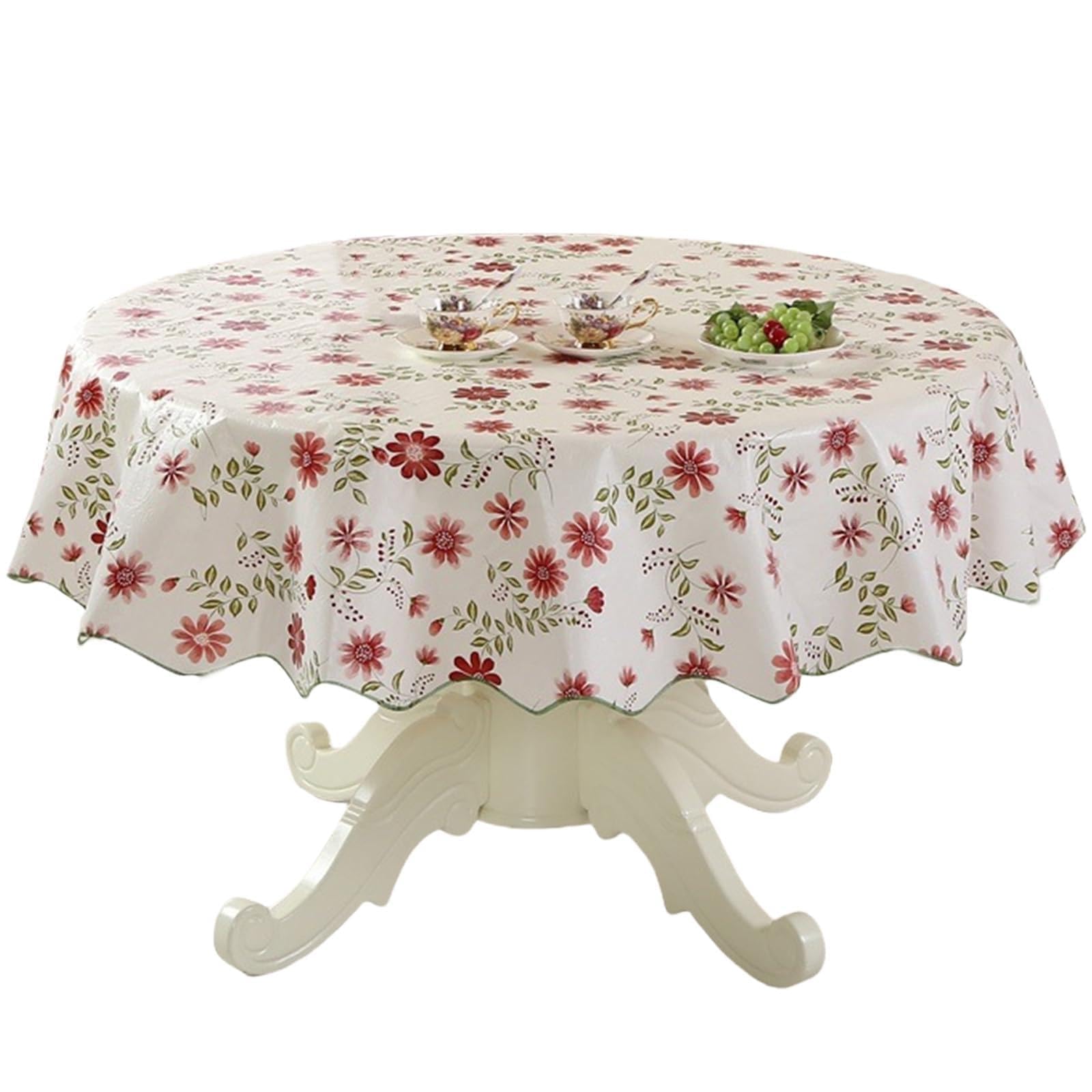 Nucelit Easy Care PVC Round Tablecloth with Colorful Floral Design Oilproof and Waterproofs Table Cloth for Various Occasion Table Covers