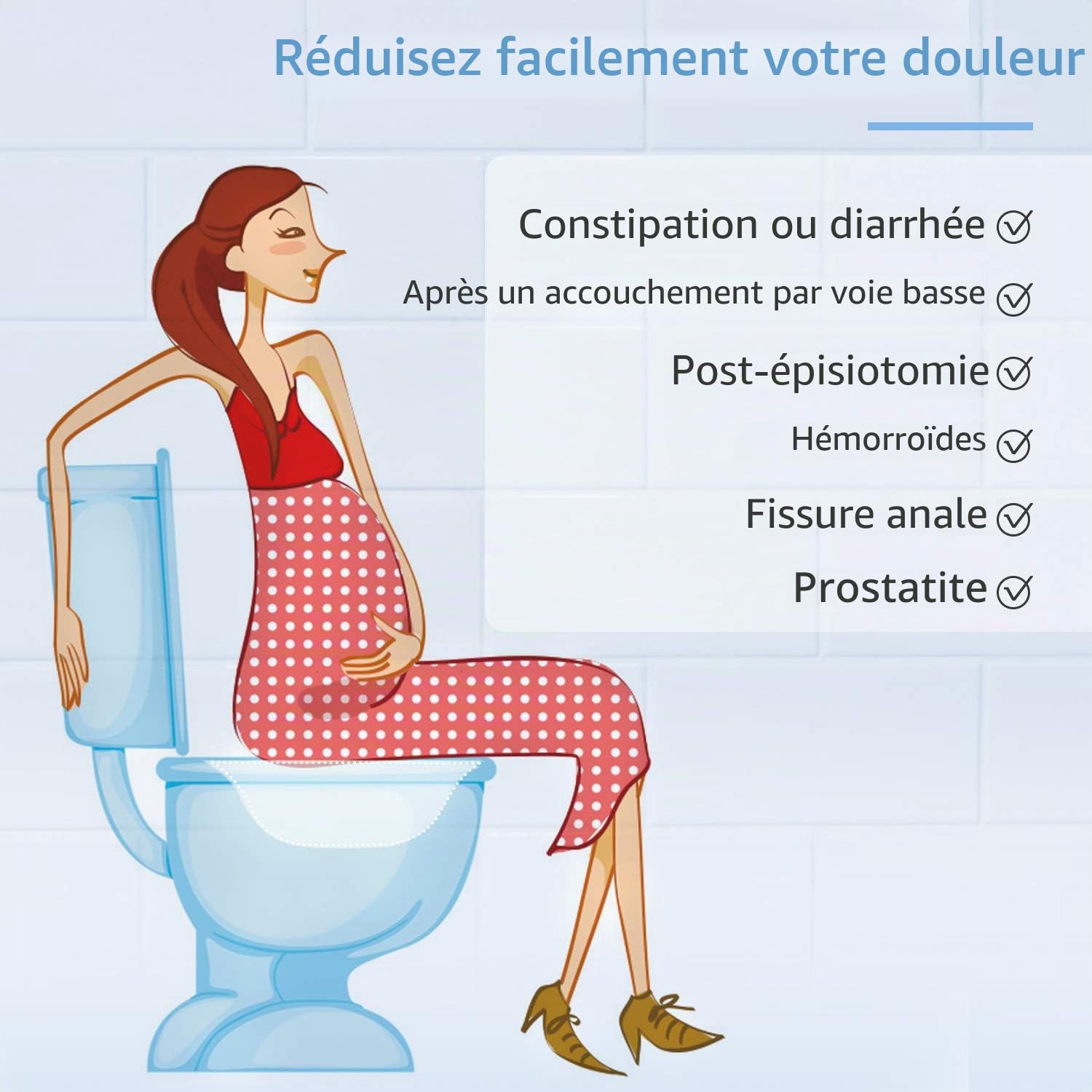 Bains de siège pour toilettes - Bassin de bain Sitz portable pour traitement des hémorroïdes, soins post-partum, femmes enceintes, périnéales, Soulagement de l'épisiotomie par trempage, et âgées