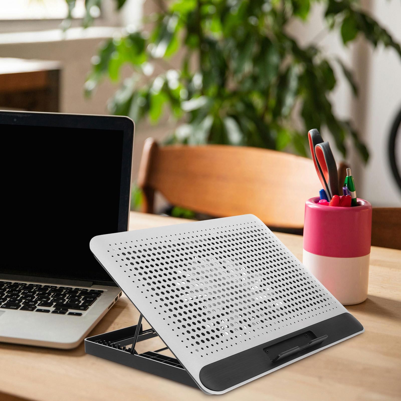 GANAZONO Soporte para Ordenador Portátil Ventilador de Refrigeración, Base de Aluminio y Plástico Seis Ajustes y Resistencia Antideslizante para Laptops bajo 18 en Decoración Verano
