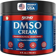 5Kind DMSO Cream for Pain Relief 4 fl oz - 99.9% Pure DMSO Pharmaceutical Grade Cream - Aloe Vera, Magnesium, Arnica & Menthol - Topical Muscle and Joint Pain Relief - Registered NDC - Made in USA