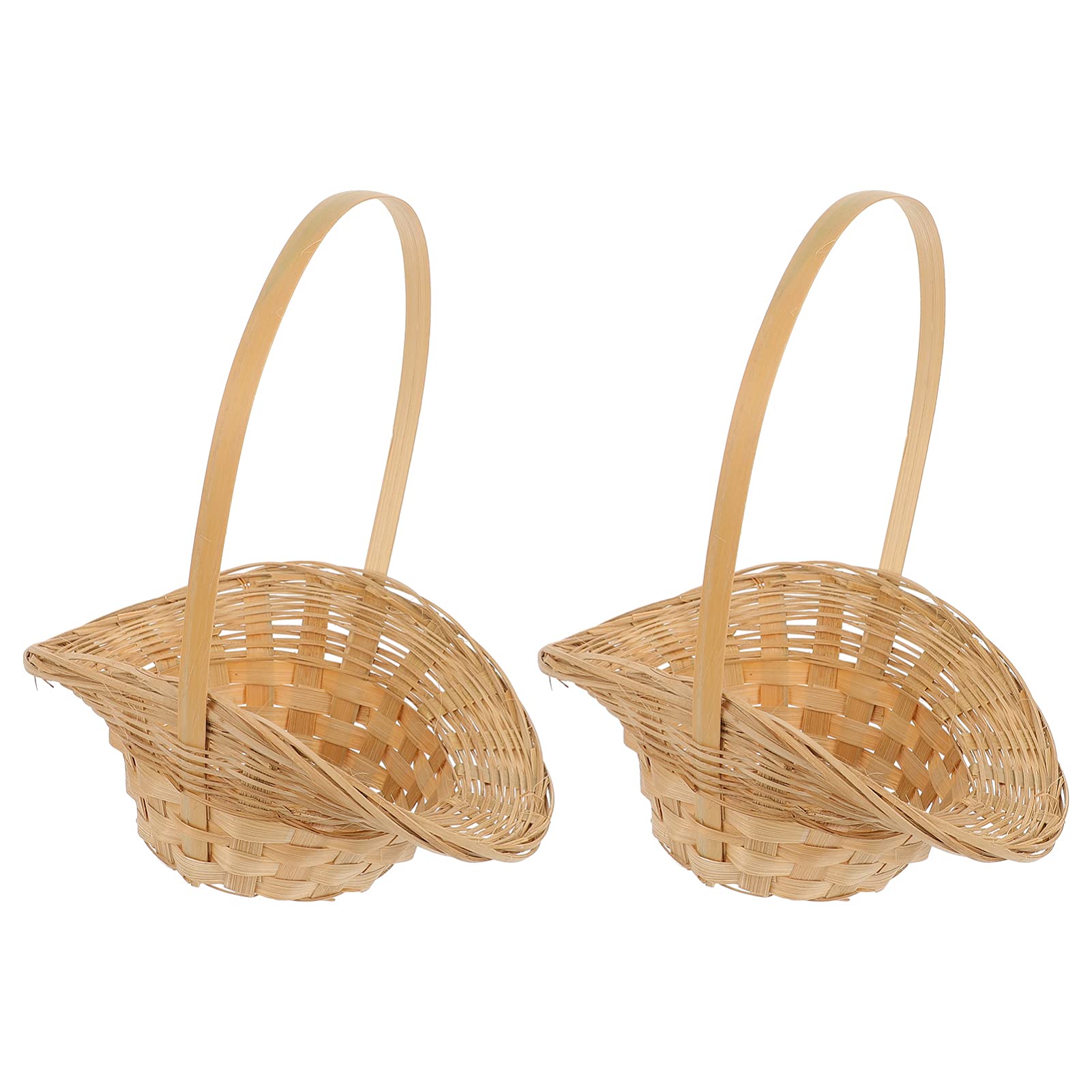 ibasenice 2Pcs Sturdy Flower Woven Basket Decorative Organizer Baskets for Home Bedroom for Flowers Sundries Natural Design for Events