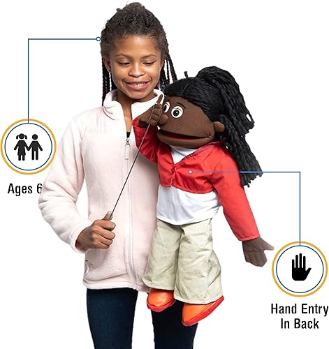 Miniatura 2 de 25" Sierra, niña negra, cuerpo completo, marioneta estilo ventrílocuo