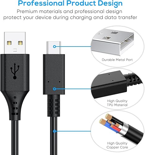 Vista 3 de Cable de carga para Nintendo Switch Fyoung, 9.8 pies de largo, de carga rápida, USB tipos A - C, cable de carga para Switch