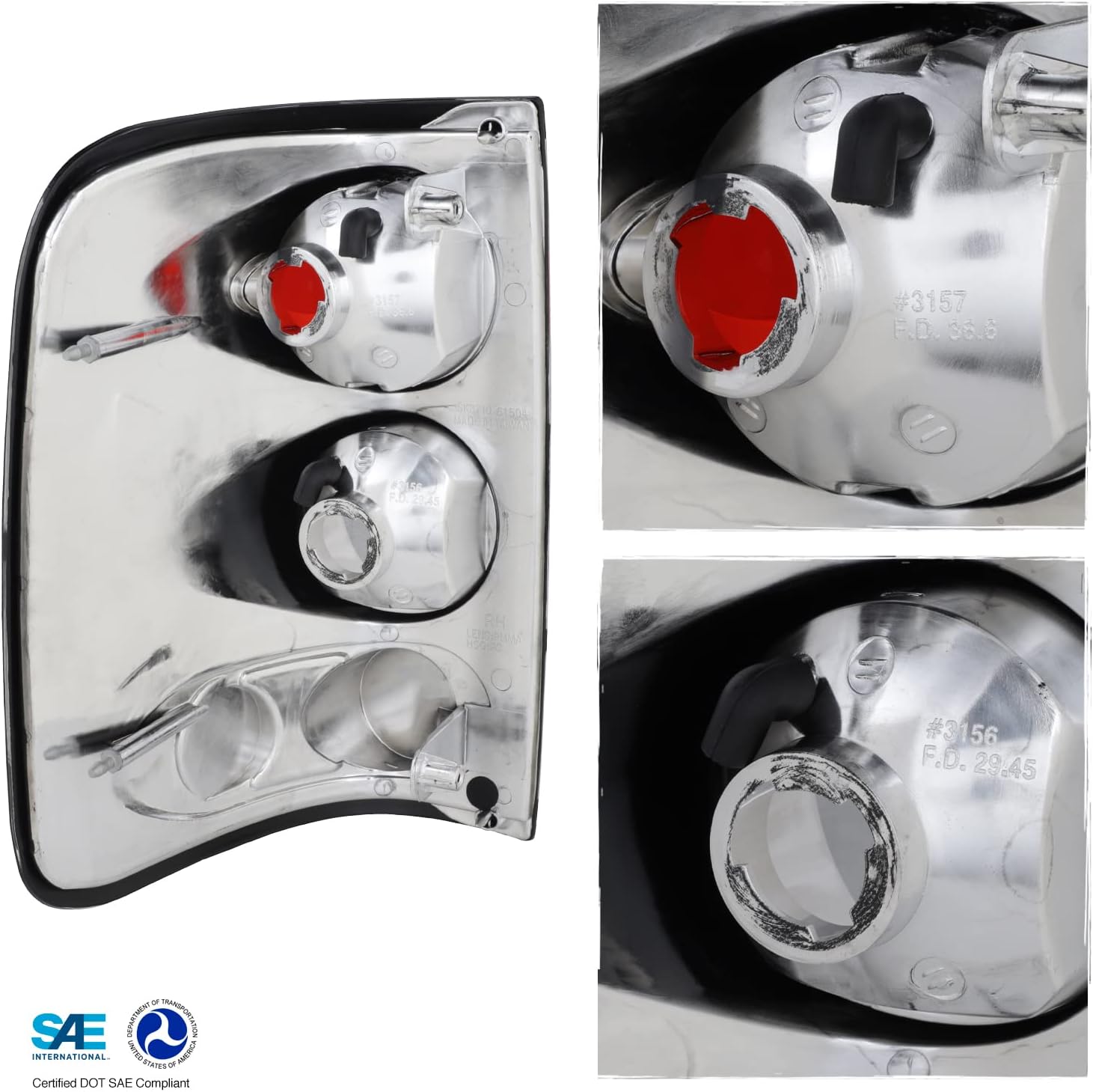 AKKON - For 04-08 Ford F150 Styleside Model Pickup Truck Black Bezel Tail Lights Brake Lamps Replacement Pair