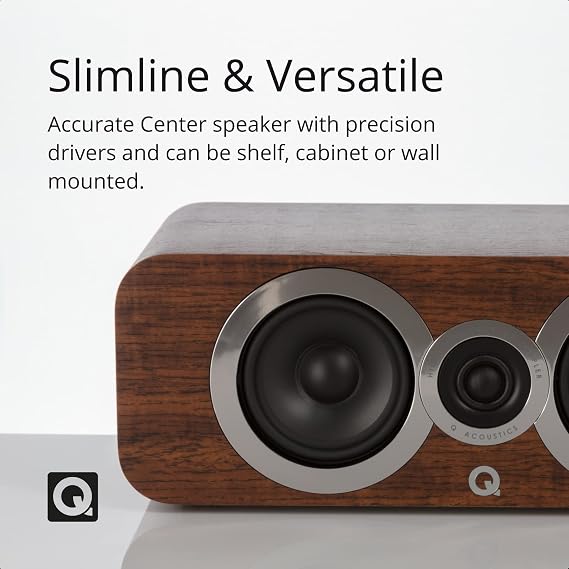 Q Acoustics 3090Ci Center Speaker English Walnut - 2-way Reflex Enclosure Type, 2 x 4 Mid/Bass Driver, 1 x 0.9 Tweeter - Active Speakers/Hifi Speakers for Home Theater Sound System