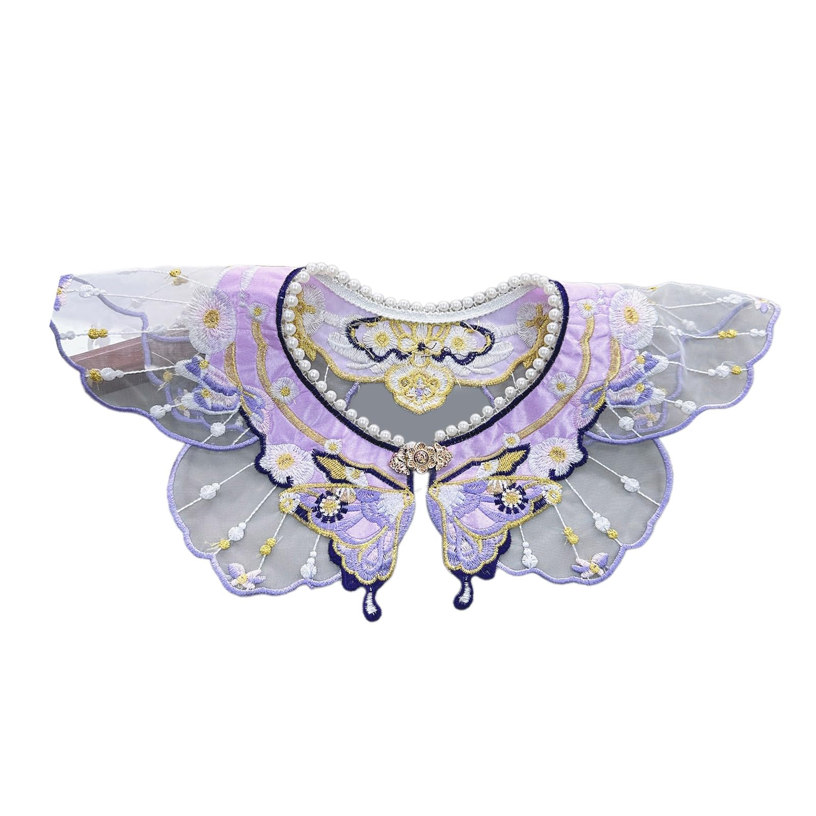 False Shawl Pearls Shawl Wrap Yunjian Collar Detachable Embroidery Floral Decorative Chinese Mamianqun Yunjian