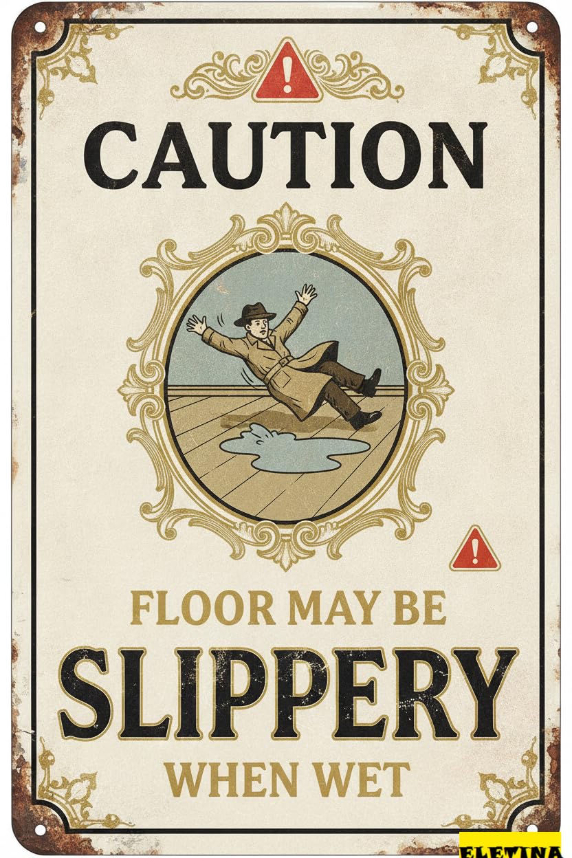 Caution Floor May Be Slippery When Wet Aluminum Warning Sign Metal Iron Painting Driveway High Way Gate 8x12in