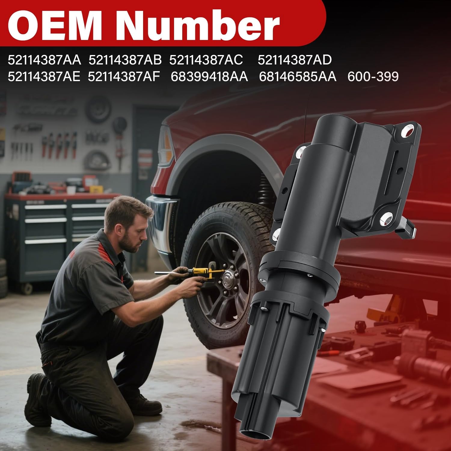 600-399 4WD Front Differential Lock Actuator - Hub Lock Actuator Kit Fit for Dodge Ram 1500 2006-2010，Ram 1500 2011-2024，Ram 1500 Classic 2019-2021 52114387AF 68399418AA